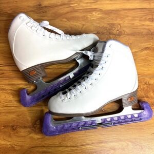 Riedell Figure Ice Skates Model 113 Womens Ladies Size 5 White Purple